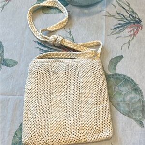 Liz Claiborne Cream Woven Crossbody Bag with Vintage Charm